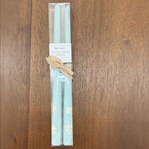 World Market Light Blue Floral Botanical Taper Candles